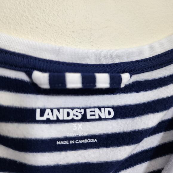 Lands' End striped polyester blend short sleeve shirt woman's size 3X - Picture 2 of 8